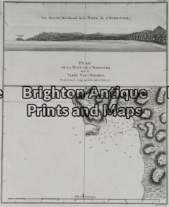13-095 - Tasmania - Adventure Bay Benard - circa 1774 Copperplate engraving 20cm X 25cm Condition A+