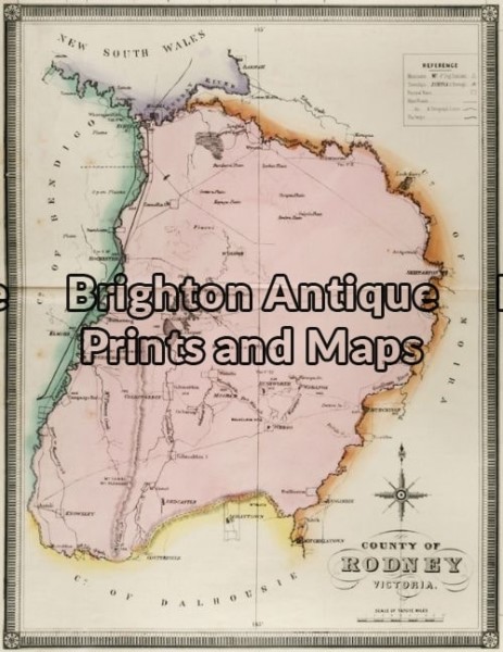 14-220 – Victoria – County of Rodney F E Hiscock – circa 1874 Hand coloured lithograph 42cm X 49cm Condition A+