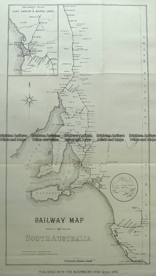 15-118  South Australia Railway Map  c.1885