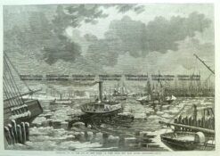 22-015  Breaking ice in New York from East River c.1862