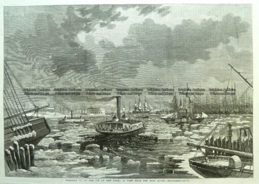 22-015  Breaking ice in New York from East River c.1862