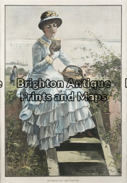 23-290 – Decorative – Fashion D Knowles – circa 1883 Hand coloured wood engraving 21cm X 31cm Condition A+