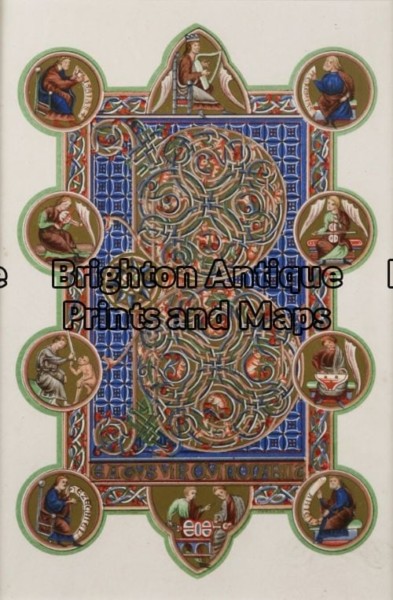 23-292 – Decorative – Illuminated Anon – circa 1870 Chromolithograph 14cm X 22cm Condition A+