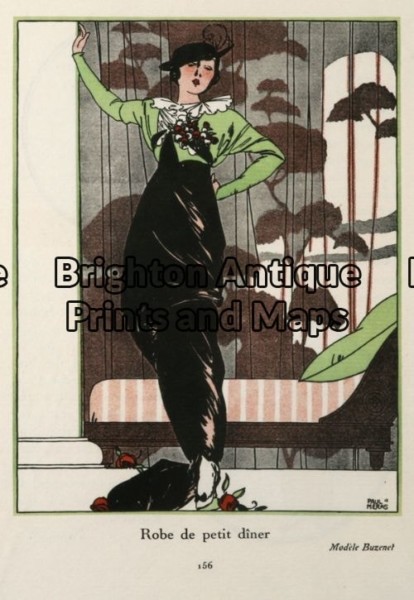 23-301 – Decorative – fashion Gazette du Bon Ton – circa 1913 Pochoir 14cm X 17cm Condition A+