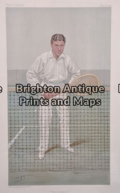 23-358 - Tennis - H L Doherty Vanity Fair Anon - circa 1904 Chromolithograph 19cm X 33cm Condition A+