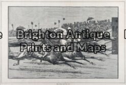 25-320 - Animal - Horse Racing Melbourne Cup Anon - circa 1885 Wood engraving 30cm X 20cm Condition A+