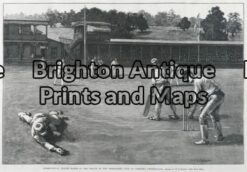 26-627 - Cricket - Match in the US W Snyder - circa 1879 Wood engraving 34cm X 23cm Condition A+