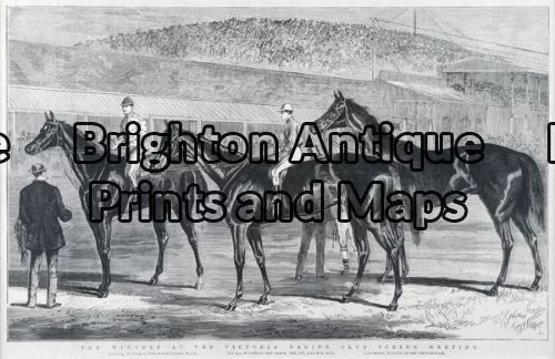 26-638 – Horse Racing Anon – circa 1876 Wood engraving 35cm X 22cm Condition A+