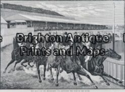 26-640 - Horse Racing - Melbourne Cup Anon - circa 1883 Wood engraving 30cm X 21cm Condition A+