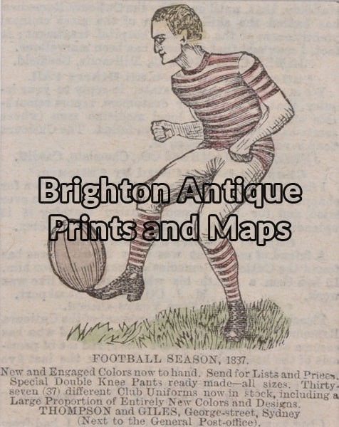 26 – 642 -Australian Rules Football Anon – circa 1887 Hand coloured wood engraving 4cm X 6cm Condition A130