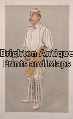 26-648 - Cricket - "A big hitter" Andrew Stoddart Vanity Fair Stuff - circa 1892 Chromolithograph 19cm X 33cm Condition A+
