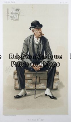 28-345 - Vanity Fair - James Bennett (New York Herald) Offered reward to find David Livingstone Nemo - circa 1884 Chromolithograph 19cm X 32cm Condition A+