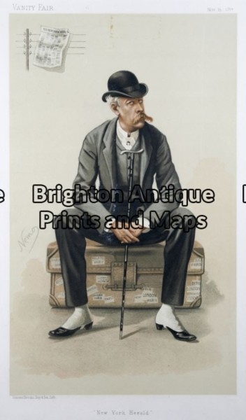 28-345 – Vanity Fair – James Bennett (New York Herald) Offered reward to find David Livingstone Nemo – circa 1884 Chromolithograph 19cm X 32cm Condition A+