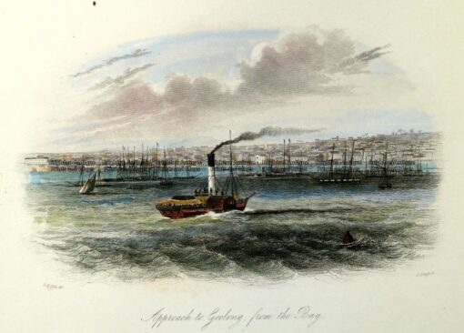 29-112  Geelong – Approach from the Bay by S. T. Gill c.1857