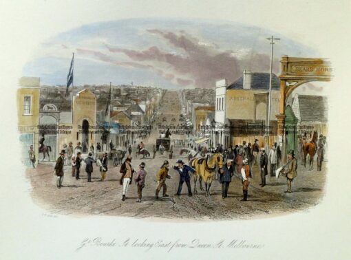 29-122  Melbourne – Great Bourke St looking East by S. T. Gill  c.1857