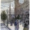 29-446 - Melbourne - Collins Street on a Sunday Morning Anon - circa 1886 Hand coloured wood engraving 18cm X 26cm Condition A+