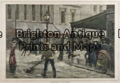 29-449 - Melbourne - Elizabeth Street in flood J Ashton - circa 1875 Hand coloured wood engraving 32cm X 22cm Condition A+