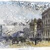 29-450 - Melbourne - Flinders Street W Firler - circa 1886 Hand coloured wood engraving 18cm X 13cm Condition A+