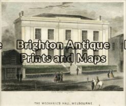 29-457 - Melbourne - Melbourne Mechanics Hall T Ham - circa 1851 Hand coloured engraving 12cm X 9cm Condition A+