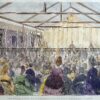 29-469 - Melbourne University - Conferring degrees Anon - circa 1873 Hand coloured wood engraving 23cm X 18cm Condition A+