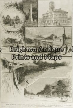 29-493 - Victoria - Echuca Anon - circa 1887 Wood engraving 35cm X 24cm Condition A+