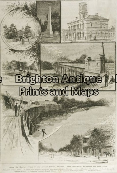 29-493 – Victoria – Echuca Anon – circa 1887 Wood engraving 35cm X 24cm Condition A+