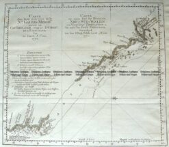 3-001 - Australia - Carte dune Partie de la Cote de la N le. Galles  East coast of Australia from Cooks 1st voyage Bernard - circa 1774 Copperplate engraving 34cm X 29cm Condition A+
