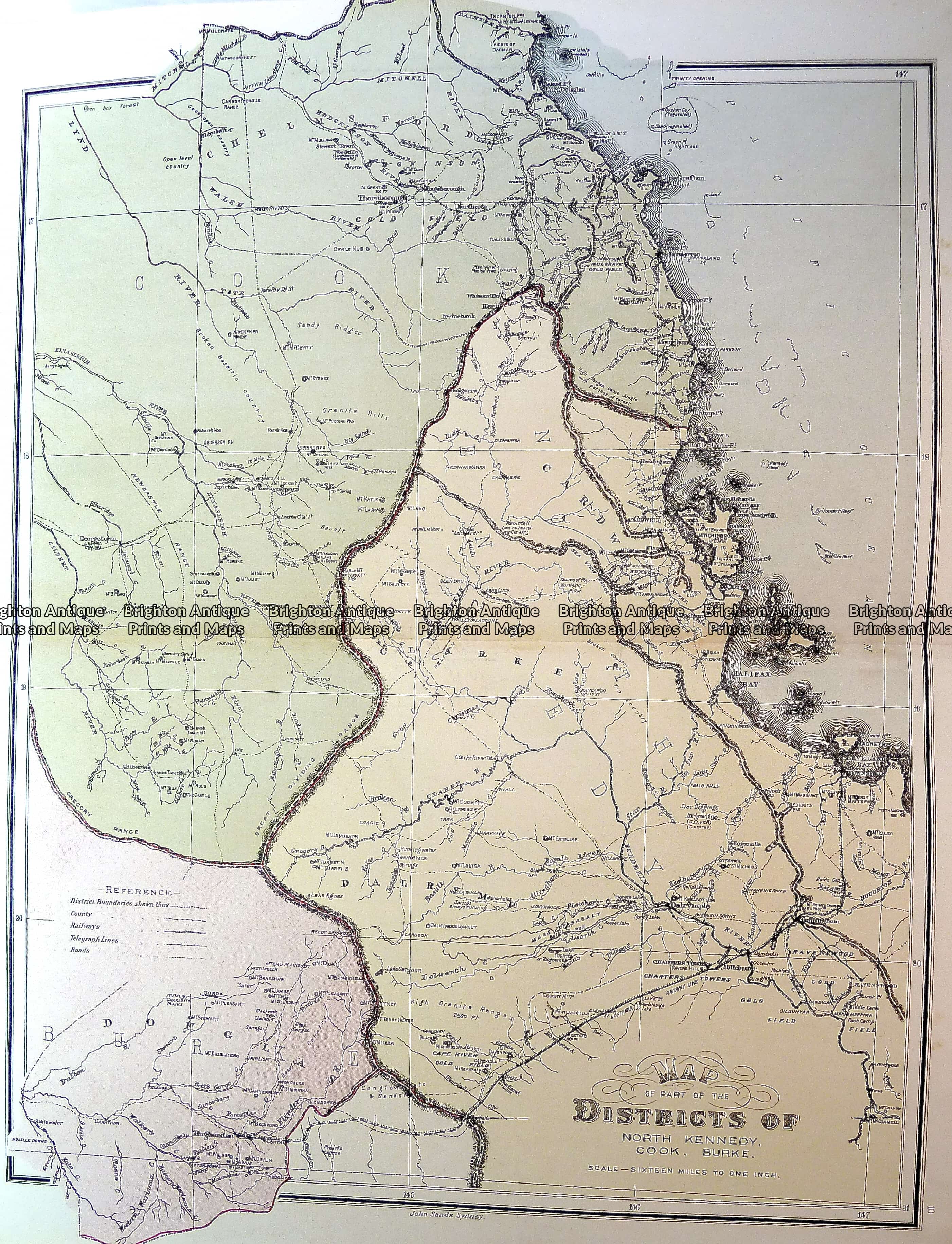 Antique Map 3-964 Queensland - Districts of Kennedy c.1886 - Brighton ...
