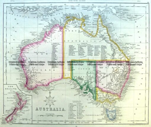 Antique Map 3-982 Australia by Archer c.1850 - Brighton Antique Prints ...