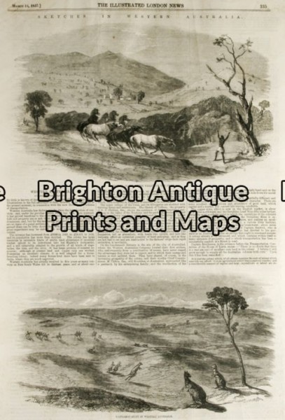 32-382 – Western Australia – Rural Scenes Anon – circa 1857 Wood engraving 24cm X 36cm Condition A+
