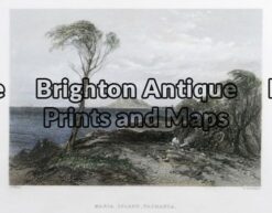32-390 - Tasmania - Maria Island S Prout - circa 1873 Hand coloured steel engraving 17cm X 12cm Condition A+