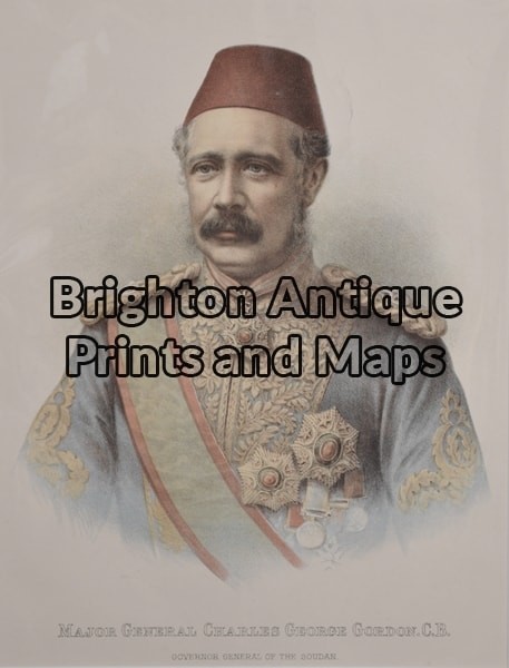 33-003 – Military – General Gordon of Khartoum Anon – circa 1885 Chromolithograph 24cm X 30cm Condition A+