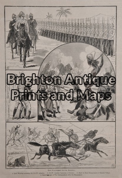 33-005 – Military – Australians in Soudan Anon – circa 1885 23cm X 33cm Wood engraving Condition A+