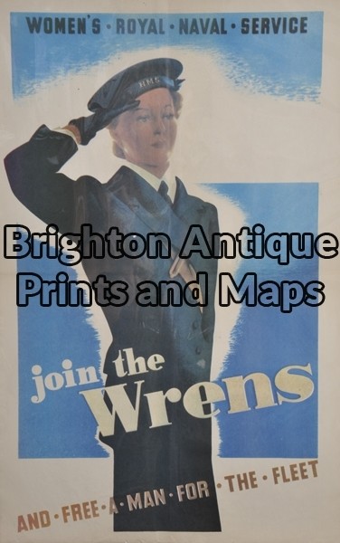 33-009 – Military – World War II Join the Wrens  Anon – circa 1944 Off set printing 32cm X 55cm Condition A+