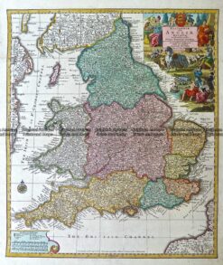 4-183  England - Britanniae Sive Angliae Regnum by Seutter c.1740