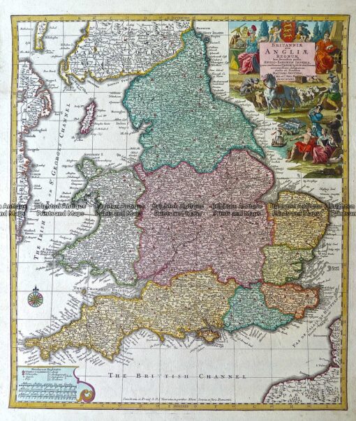 4-183  England – Britanniae Sive Angliae Regnum by Seutter c.1740