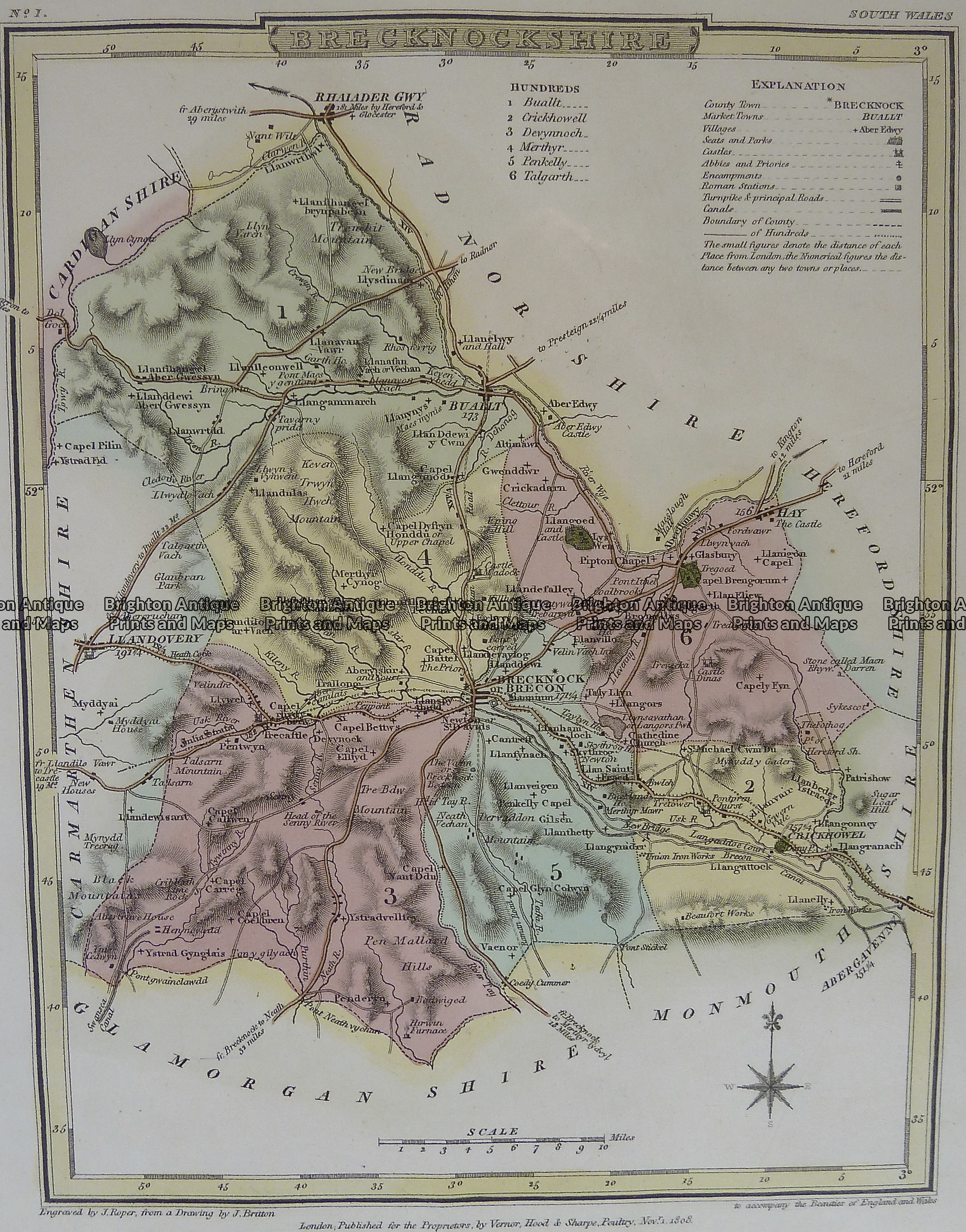 4 201 Wales Brecknockshire By J Roper C.1809 