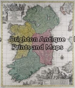 5-034 - Ireland T Lotter - circa 1740 Hand coloured copperplate engraving 50cm X 58cm Condition A+