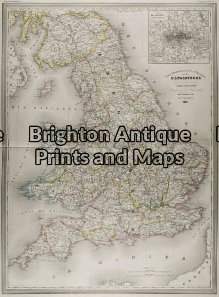 5-142 – England (LAngleterre) Dufour – circa 1856 Steel engraving 75cm X 55cm Condition A+