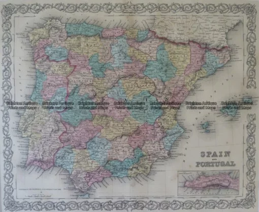 5-160 Spain and Portugal by Colton  circa 1855