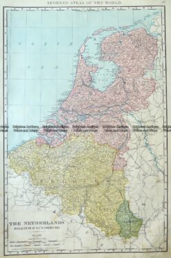 5-162  The Netherlands Belgium & Luxemburg  by Rand McNally  c.1890