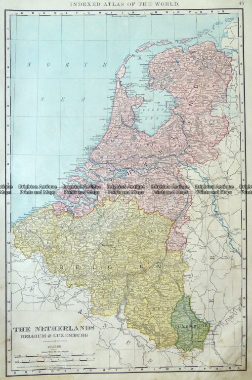 5-162  The Netherlands Belgium & Luxemburg  by Rand McNally  c.1890