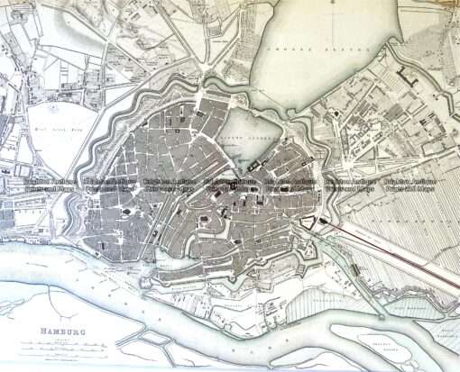 5-180  Hamburg street map by S.D.U.K c.1844