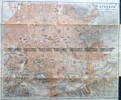 5-185  Greece - Athens street map by Wagner & Debes c.1911