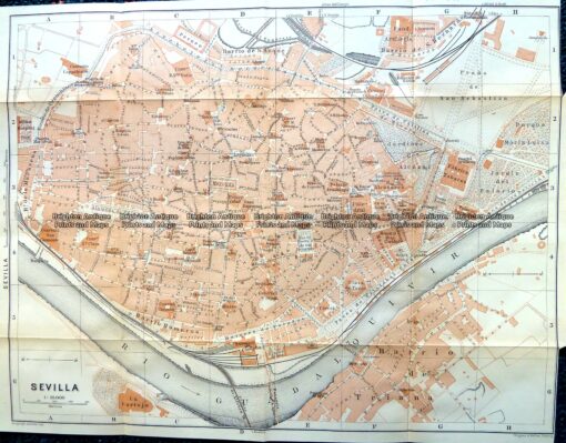 5-186 – Spain – Seville street map by Wagner & Dubes c.1911