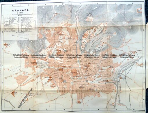 5-187  Spain – Granada street map by Wagner & Dubes c.1911