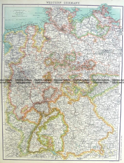 5-208  Germany – Western Germany by Bartholomew  c.1890