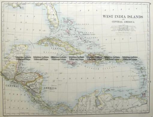 8-184  West Indies & Central America by Johnston  c. 1886