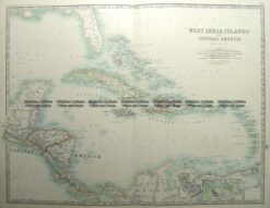 8-187  West India Islands & Central America by Johnston  c.1887