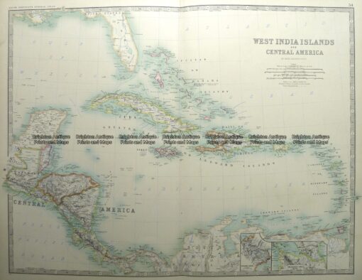 8-187  West India Islands & Central America by Johnston  c.1887